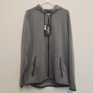 NWT Rhone Men's Warm Up Tech Full Zip Hoodie -Smoaked Pearl Charcoal - XL
